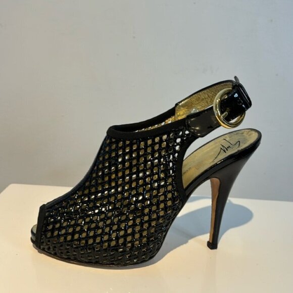 Giuseppe Zanotti Black Hidden  Platform Stiletto peep toe Sandals Size 6.5 - Picture 2 of 11